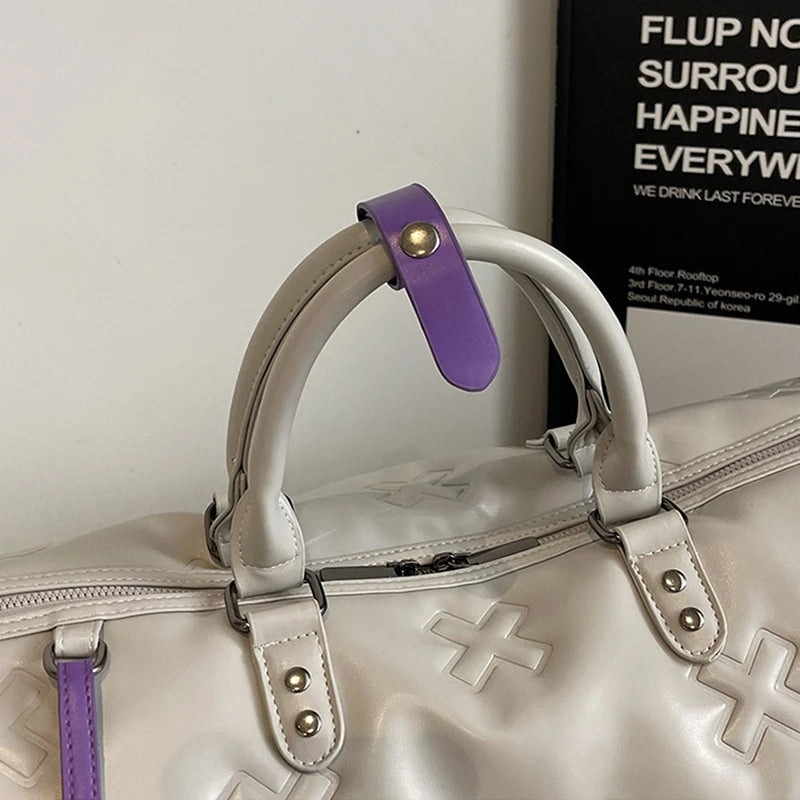 Women'S Travel Duffle Fashion Bag PU Leather Gym Fitness Yoga Luggage Boston Handbag Outdoor Sports Suitcase Shoulder Tote Bag