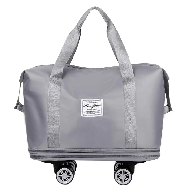 Universal Wheel Expandable Luggage Large Capacity Lightweight Travel Fitness Bag with Dry And Wet Separation Storage